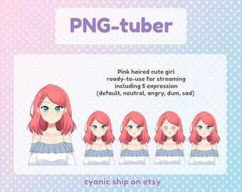 Pink Hair Gamer Girl PNGTUBER Ready to Use Pngtuber 4 - Etsy