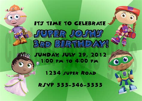 Personalized Super Why Birthday Invitation Digital File, You Print ...