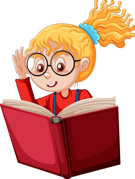 Cartoon student girl reading a book 10958934 Vector Art at Vecteezy