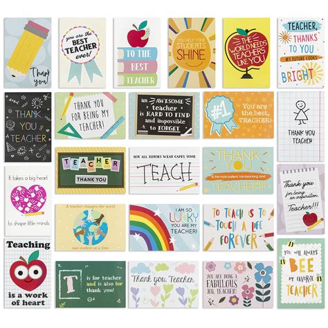 Buy 【24 Pack】 Teacher Thank You Cards - Cute Teacher Appreciation Cards ...