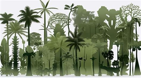 Premium Photo | A graphic of a tropical forest with a forest of trees ...