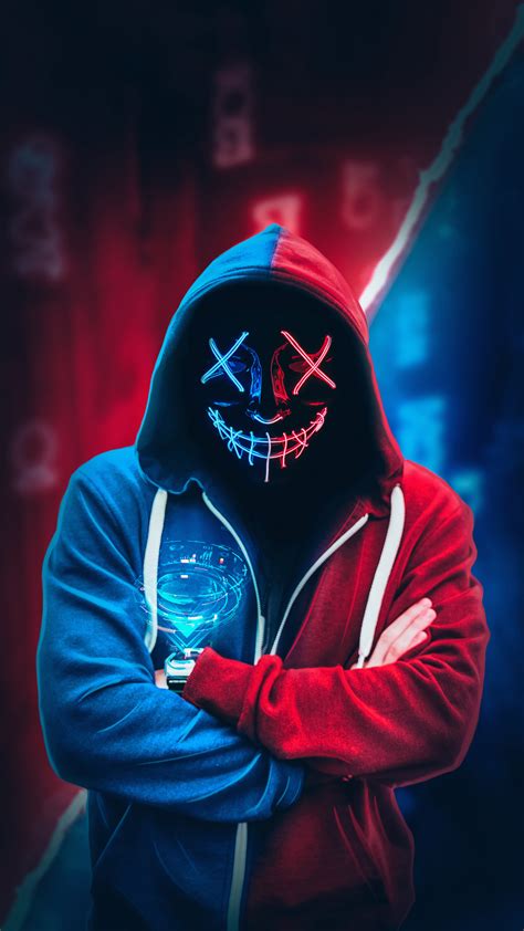 2160x3840 Neon Mask Hoodie 4k Sony Xperia X,XZ,Z5 Premium ,HD 4k ...