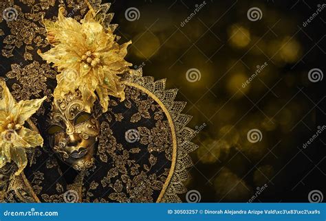 Gold and Black Venetian Mask Stock Image - Image of horizontal ...