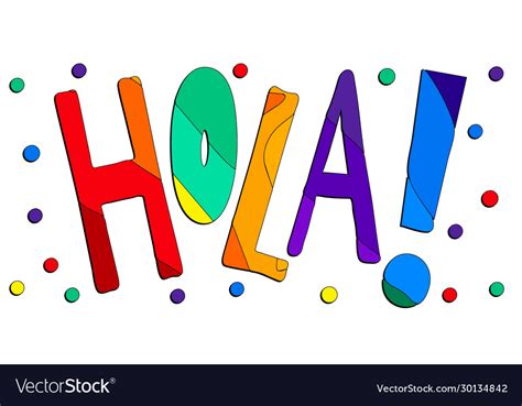 Hola - funny cartoon multicolored inscription Vector Image