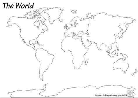 World Map Black And White Printable