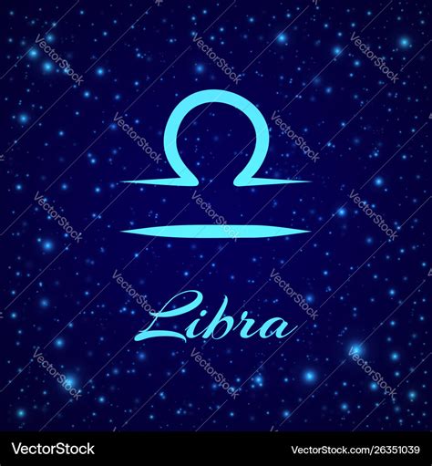 Libra zodiac sign on a night sky Royalty Free Vector Image