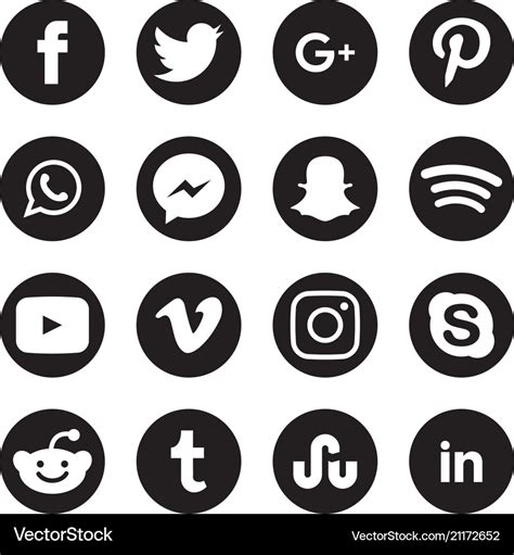 Collection of social media icons Royalty Free Vector Image