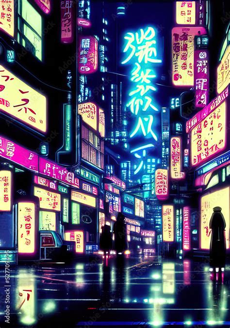 Anime Night City Stock Illustration | Adobe Stock