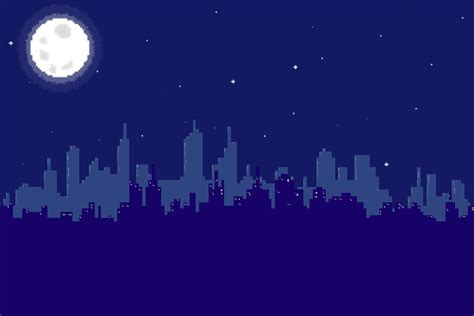 Pixel Art City At Night