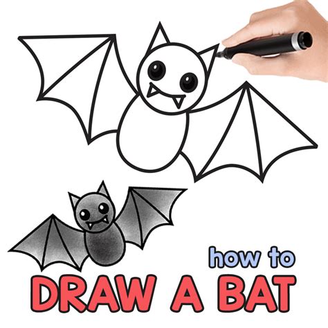 How to Draw a Bat - Step by Step Bat Drawing Tutorial - Easy Peasy and Fun