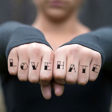 Love and Hate Temporary Tattoo Sticker - OhMyTat