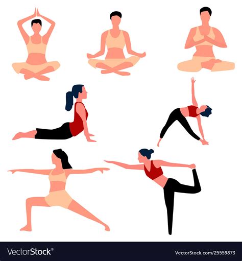 Set aerobics and yoga poses Royalty Free Vector Image