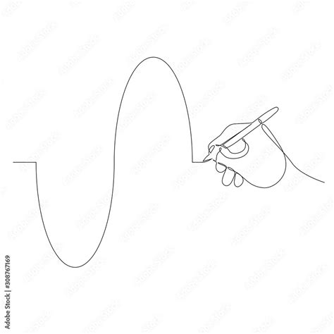 Continuous one line hand draws a sine wave. Vector illustration. Stock ...