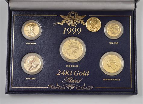 Historic Coin Collection - 24 Karat Gold Plated 1999 US Type Coins Box ...