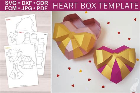 3D Papercraft Heart Shaped Box Template | lupon.gov.ph