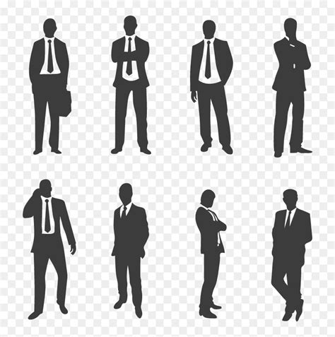 Suit Characters Vector Png Download - Businessman Silhouette ...