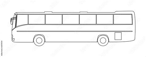 Outline vector tourist bus, side view, template isolated on white ...