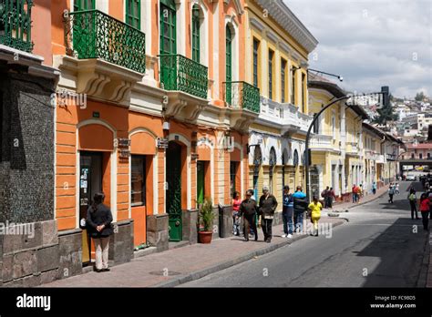 Street view in Old Town, Quito, Ecuador Stock Photo - Alamy