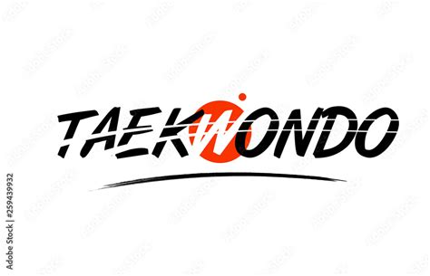 taekwondo word text logo icon with red circle design Stock Vector ...