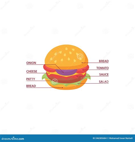 Burger Ingredients Composition Infographic. Vector Icon Template Stock ...