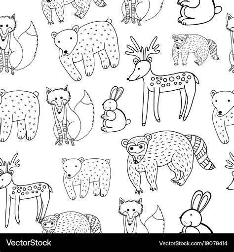 Kids drawing of animals - seamless pattern doodle Vector Image