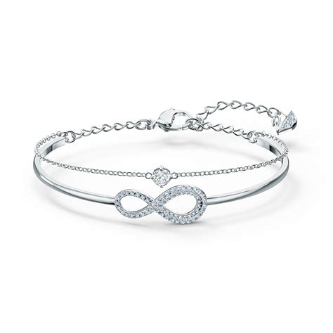 Swarovski Bracelet Infinity Bangle Chain Rhodium Silver | Crystal Classics