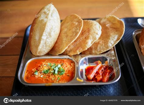 Puri Sabji Poori Sabzi Indian Snack Indian Fried Bread Served Stock ...