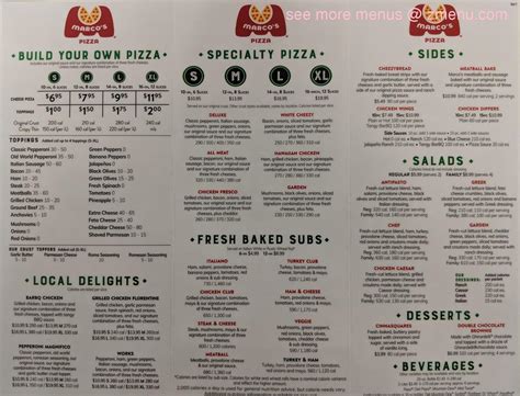 Menu at Marco's Pizza pizzeria, Hartselle