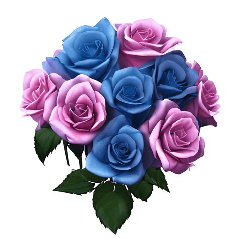 Hyperdetailed Realistic Blue and Pink Rose Bouquet · Creative Fabrica