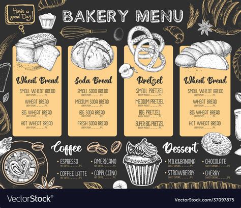 Restaurant bakery menu design Royalty Free Vector Image