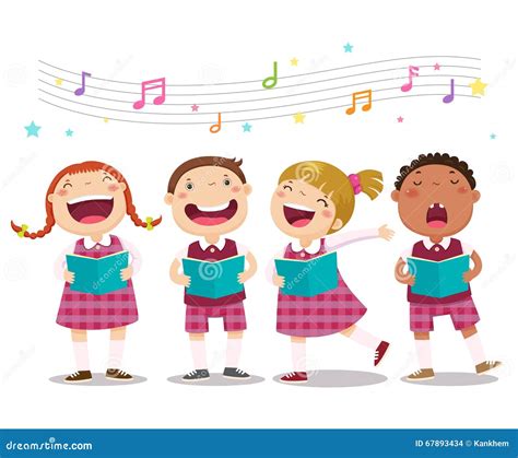 Group Of Kids Chorus Singing Christmas Songs Vector Illustration ...