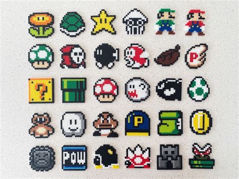 Super Mario Bros Elements Perler Beads Art Nintendo Video Game Can Be ...