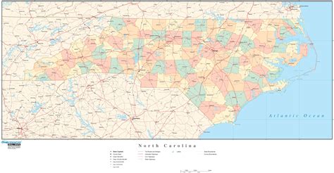 North Carolina Map With Counties Outline