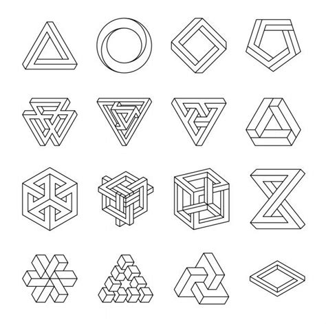 Premium Vector | Set of impossible shapes. optical illusion. vector ...