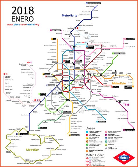 Madrid Metro Map, updated 2018.