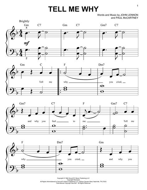 The Beatles - Tell Me Why sheet music