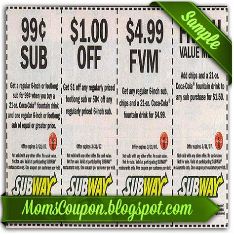 More ways to get coupons for Subway | Free Printable Coupons 2015