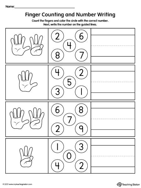 Counting the Fingers and Writing the Number Worksheet ...