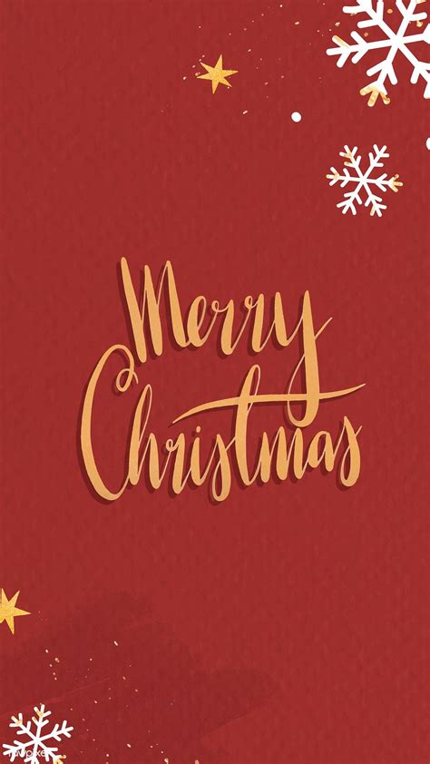 Gold Merry Christmas on red mobile phone wallpaper vector | premium ...