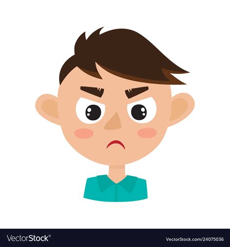 Boy angry face expression cartoon Royalty Free Vector Image