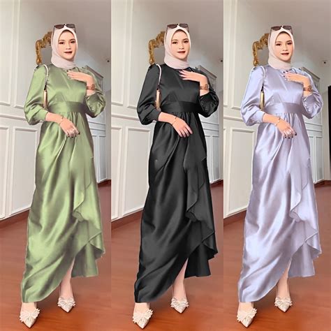 Jual Jusi Dress Polos Simpel Elegan Gamis Seragam Kondangan Lebaran ...