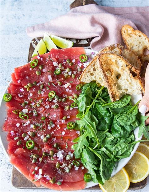 Tuna Carpaccio • Simple Tuna Recipe {Video} • Two Red Figs ...