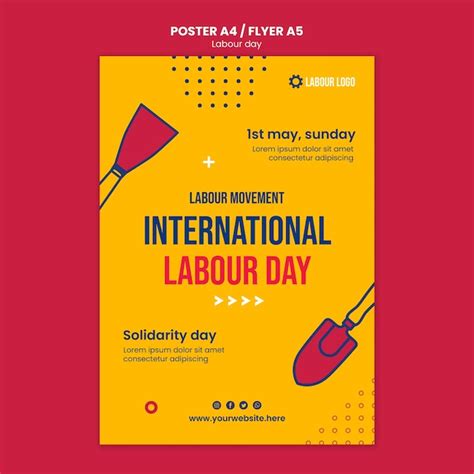 Free PSD | Flat design labor day poster template