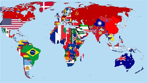 World Map With Flags – Topographic Map of Usa with States