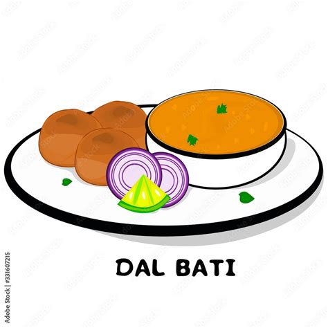 Dal bati churma indian Rajasthani Food Vector Stock Vector | Adobe Stock