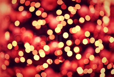 Red golden Christmas lights background with bokeh | Stock Photo | Colourbox