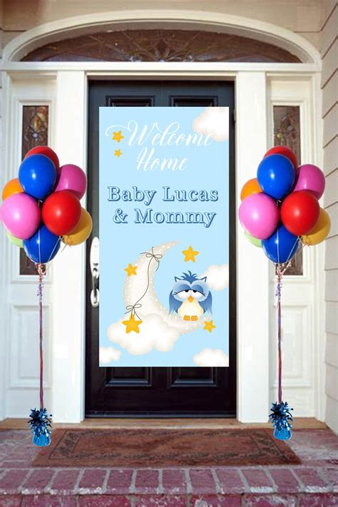 Welcome Home Baby Door Banner, Personalized Baby Boy Party Banner, It's ...