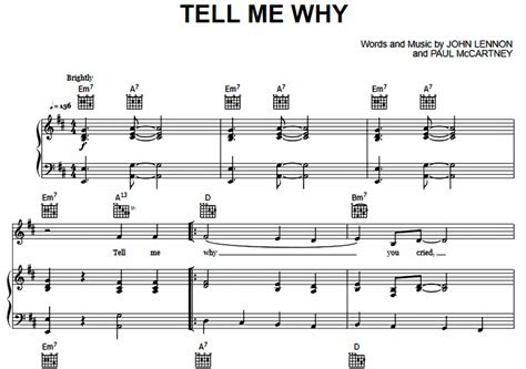 The Beatles - Tell Me Why Free Sheet Music PDF for Piano | The Piano Notes