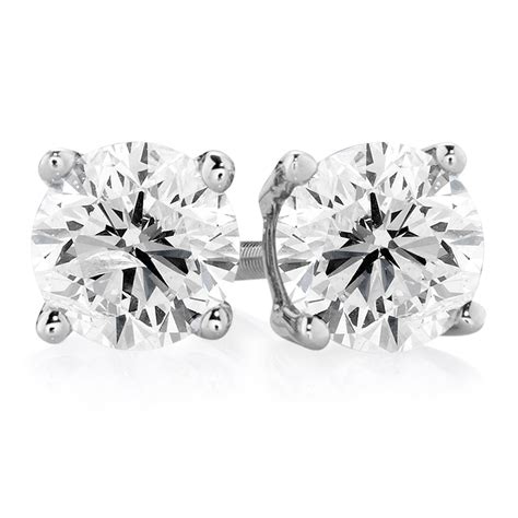 Stud Earrings with 1 Carat TW of Diamonds in 14ct White Gold