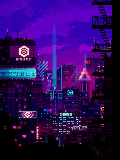 √ Pixel Cityscape Wallpaper